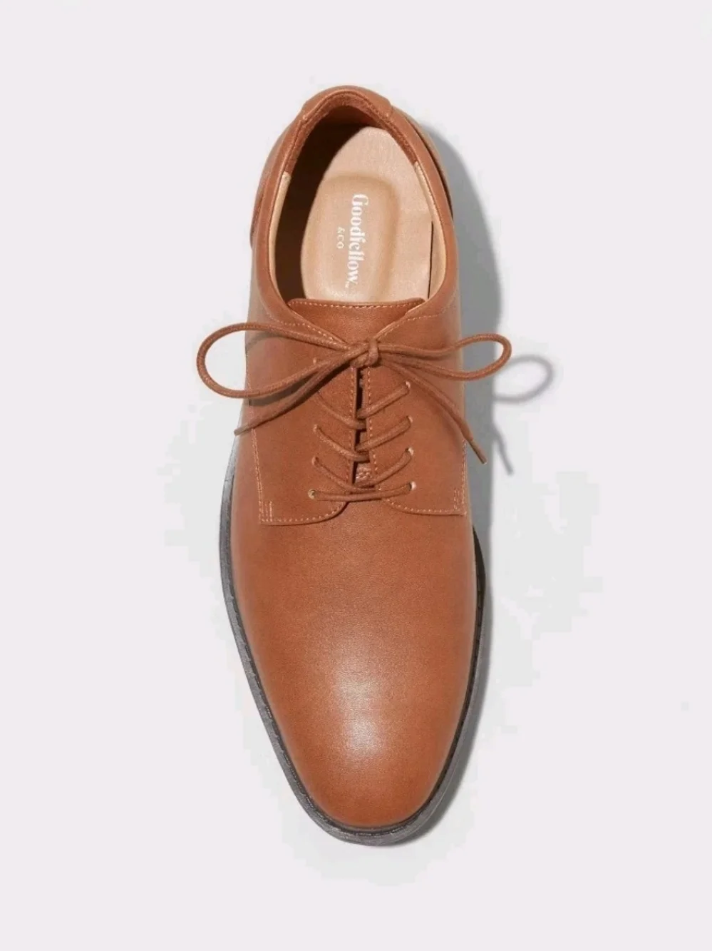 Men Leo Brown Oxford Dress Shoes - Goodfellow Lace-Up Dress Shoe in Cognac Brown